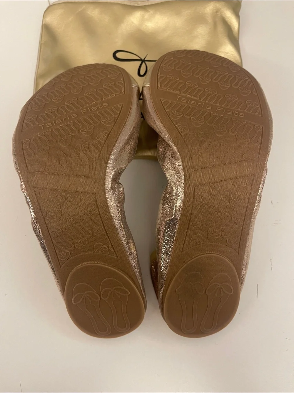 Talaria - Women’s Metallic Gold Foldable Ballet Flats Size 12